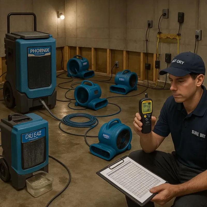 Structural Drying and Dehumidification process in Lakeway, TX